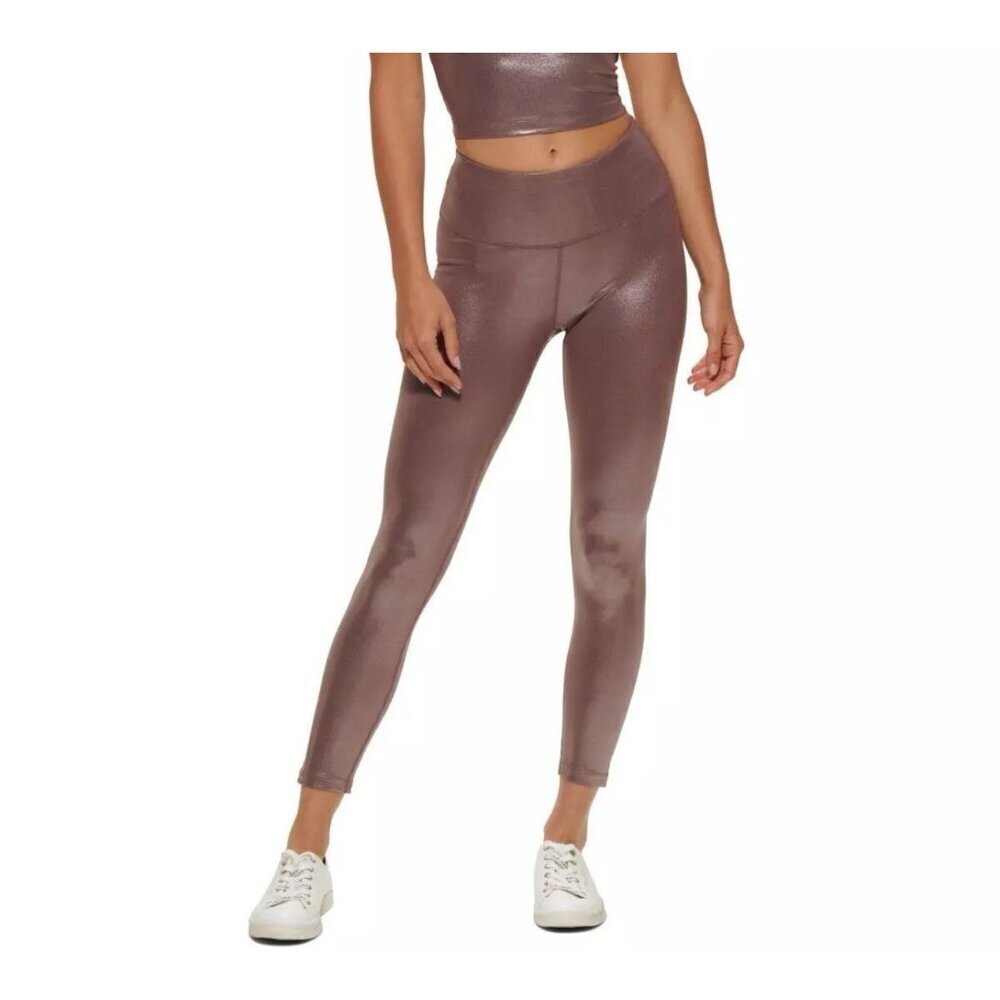 Calvin Klein Metallic-Print High-Waist 7/8 Length Leggings New